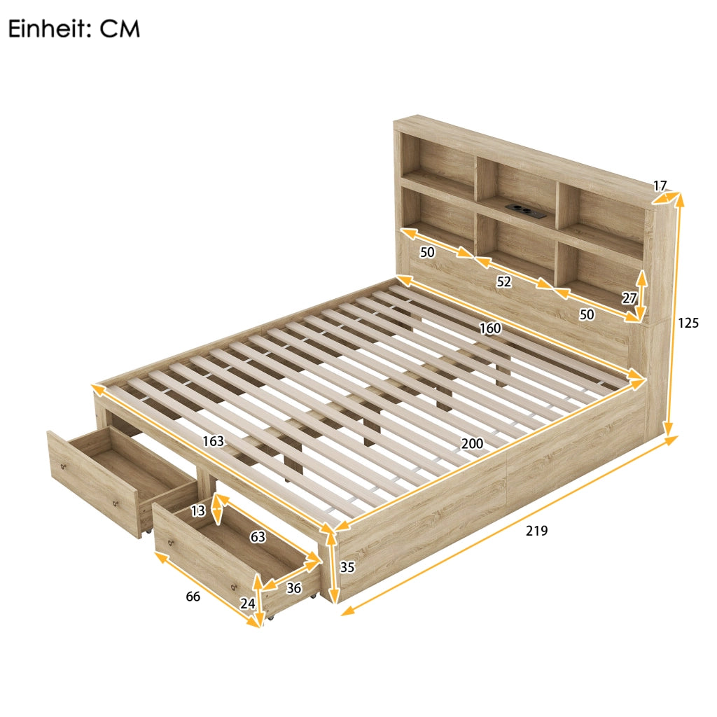 letto doppio truciolare naturale 160 x 200 cm