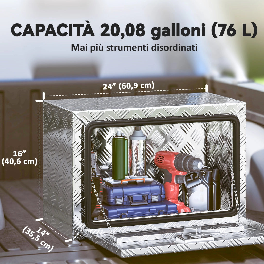 Cassettone per Attrezzi in Alluminio ¨C zephmum ¨C Argento 60.9x35.5x40.6 cm