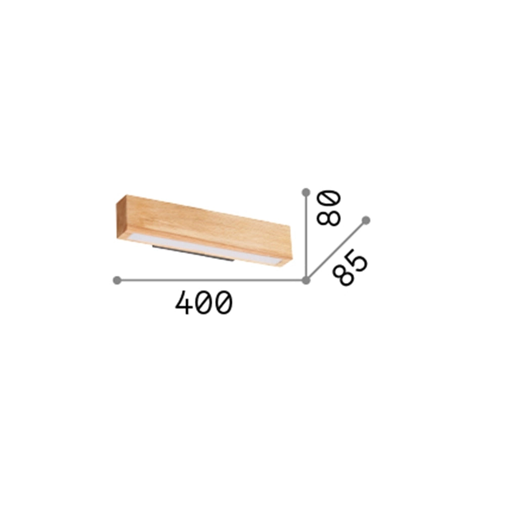 Applique Industrial-Minimal Craft Legno Marrone Led 13W 3000K Luce Calda