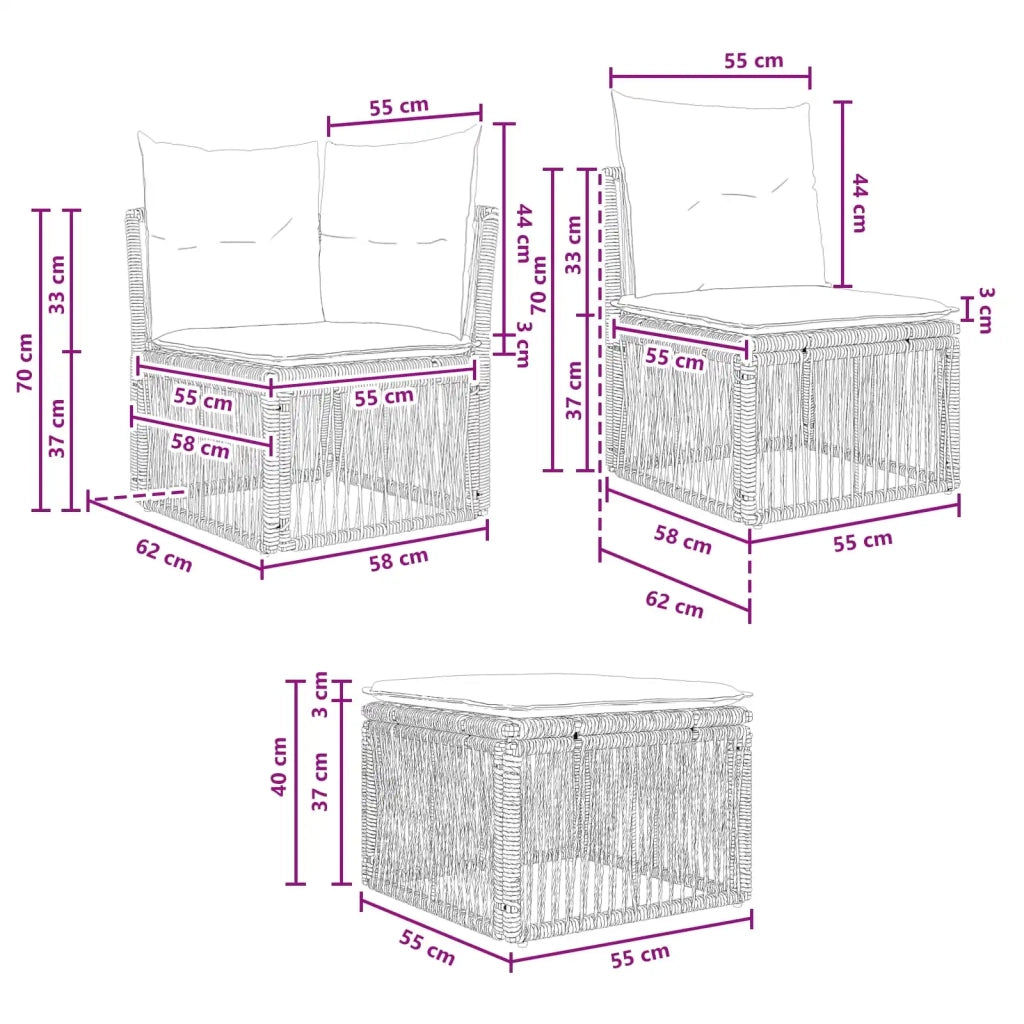 Set Divano da Giardino 10 pz Grigio polyrattan 3434357