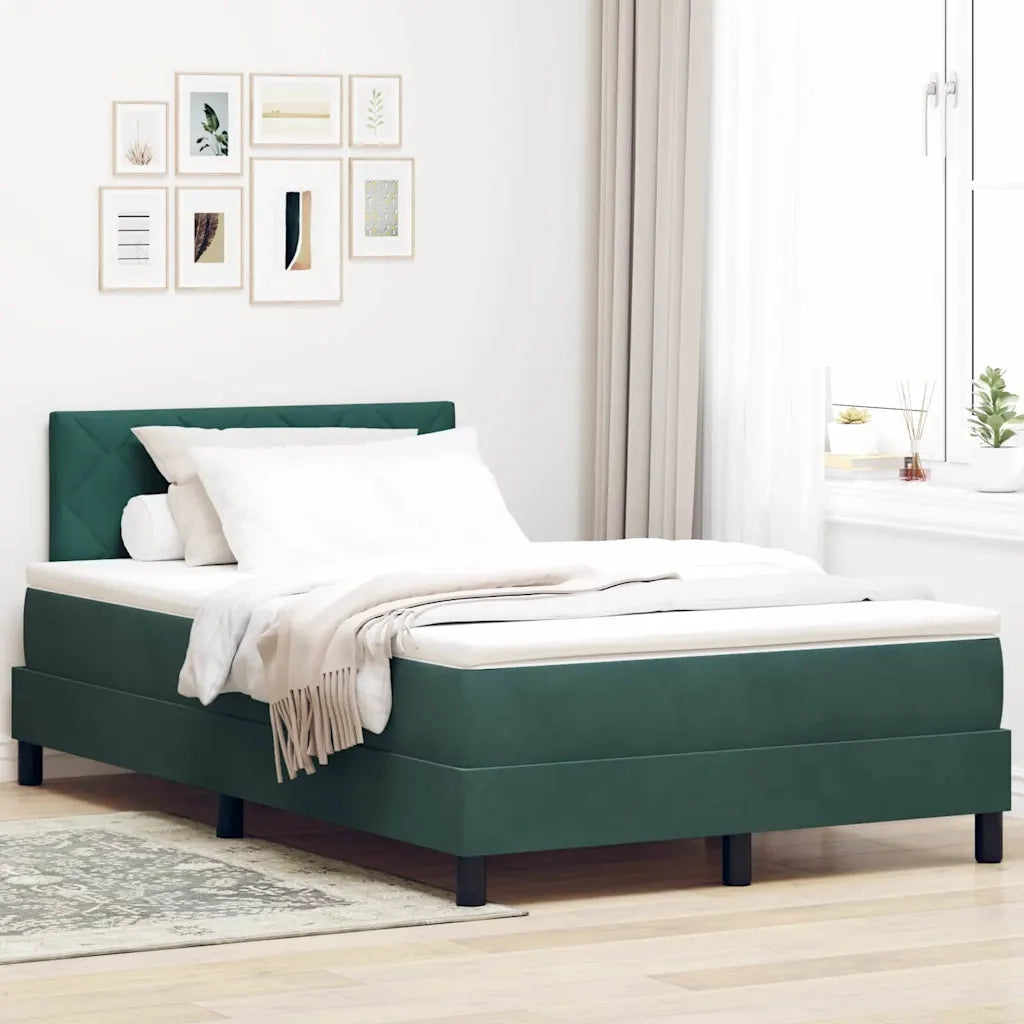 Letto a Sorgente LED con led Verde Scuro 120 x 190 cm Velluto