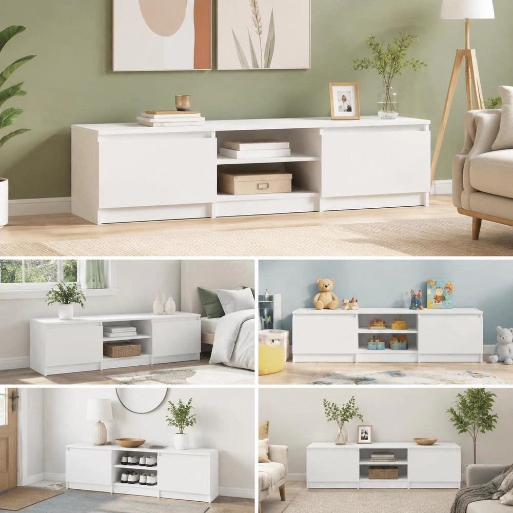 TV Cabinet White 140x40x35.5 Cm Wood-based Material