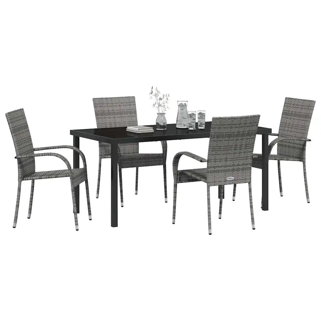 Set da Pranzo per Giardino 5 pz | Set Salotto da Giardino Grigio