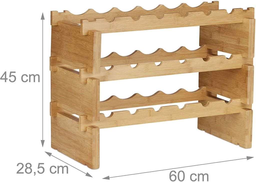 Portabottiglie impilabile a 3 ripiani 45 cm bambù 13_0002171_2
