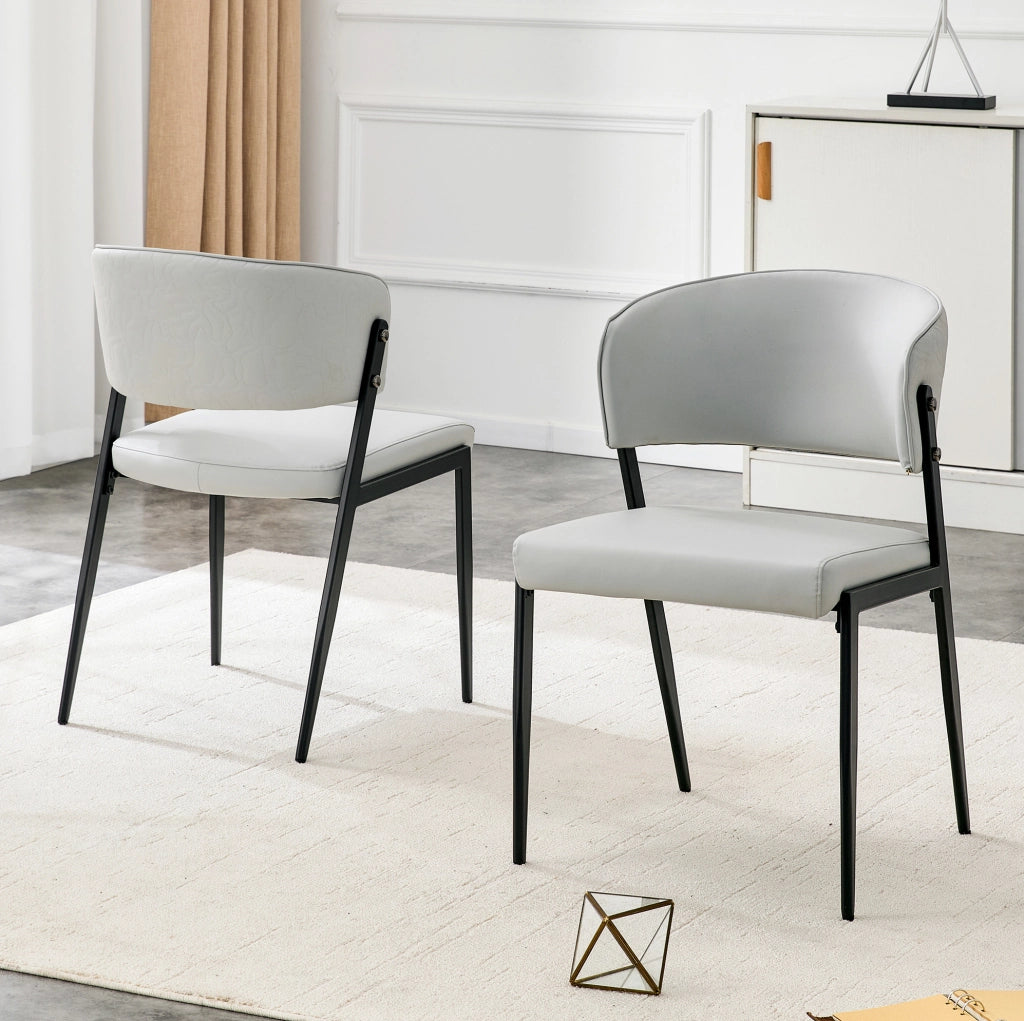 Set 2 sedie da pranzo imbottite in PU grigio chiaro con struttura in metallo HOMVRA