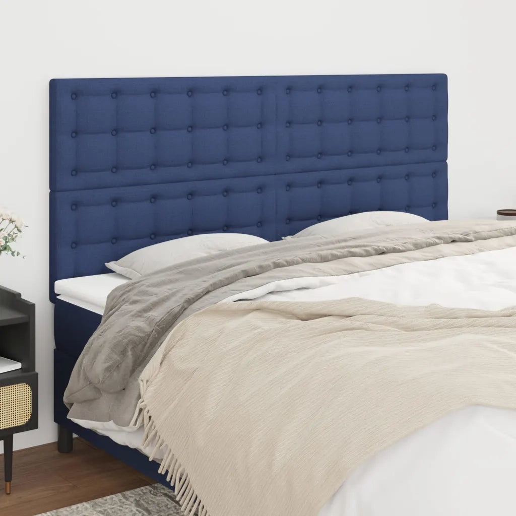 Testiera-Testata-Testiera Decorativa Blu 200x5x118/128 cm Tessuto 837116