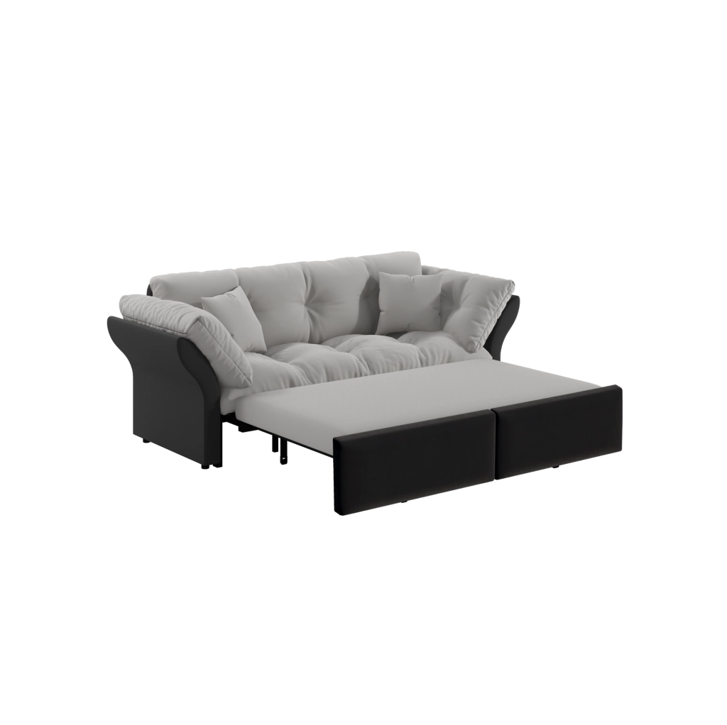 Divano letto estraibile 3-in-1 Queen size 190 cm in velluto grigio chiaro con due cuscini