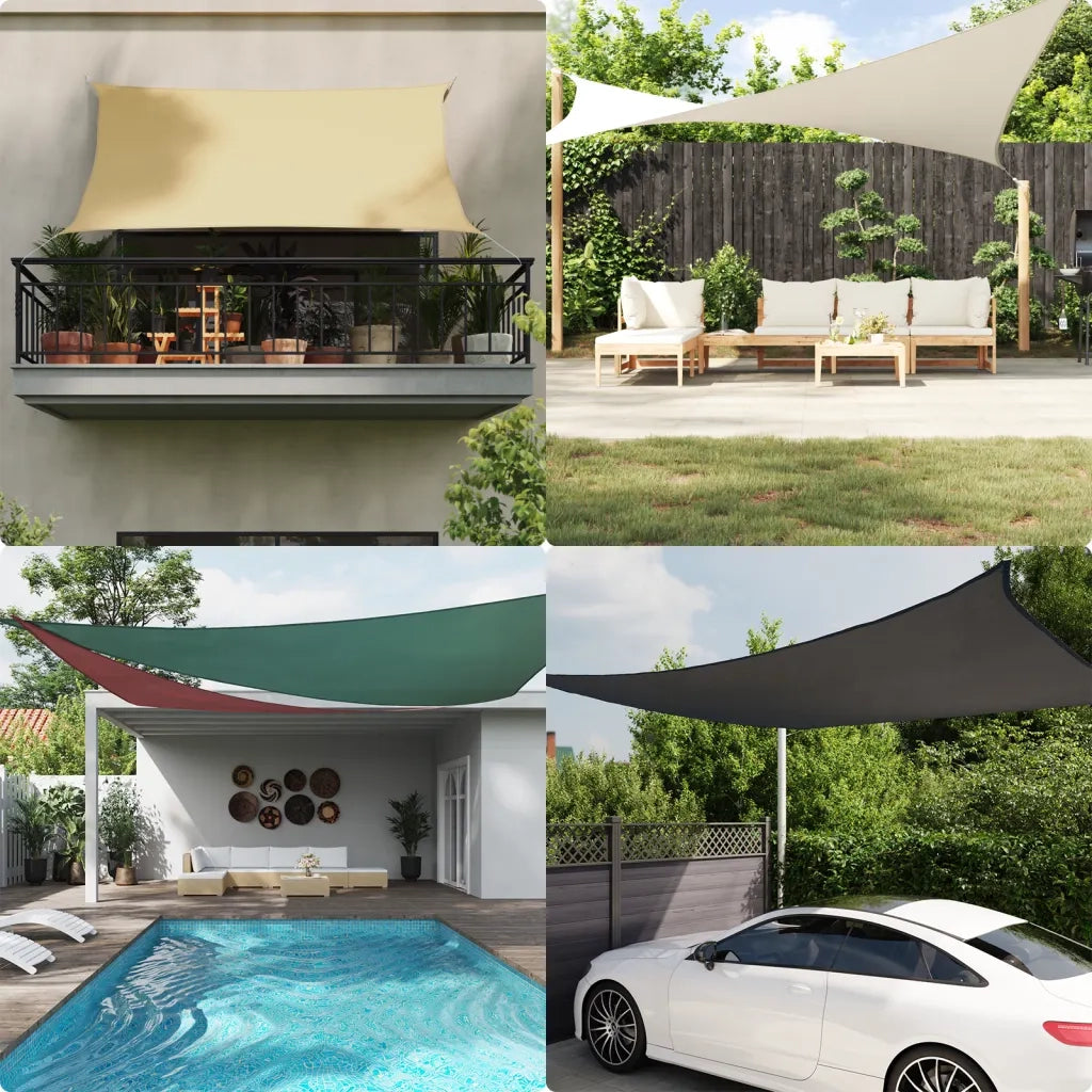 Parasole a Vela Oxford Triangolare 5x7x7 m Bianco 135292