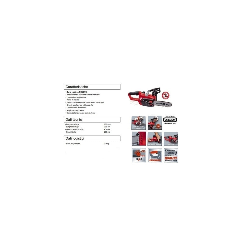 Trade Shop - Motosega A Batteria Einhell Ge-lc 18 Li Con Barra 25 Cm Elettrosega Rami Piante -