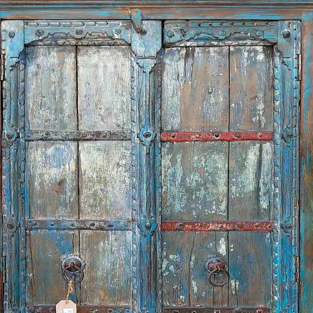 Armadio in legno artigianale blu 91x38x188h