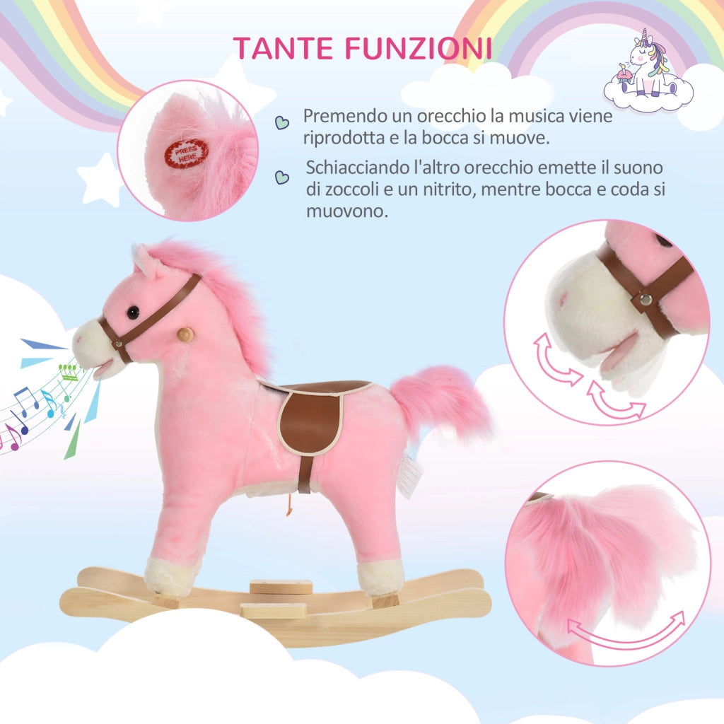 Cavallo a Dondolo Bambini con Suoni ¨C Zephmum ¨C Rosa