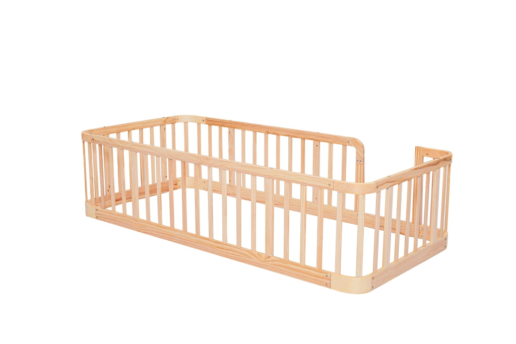 Recinto modulare per bambini 90 x 200 cm in legno naturale; con bordi arrotondati