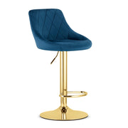 Sgabello da bar Kast in velluto blu e oro