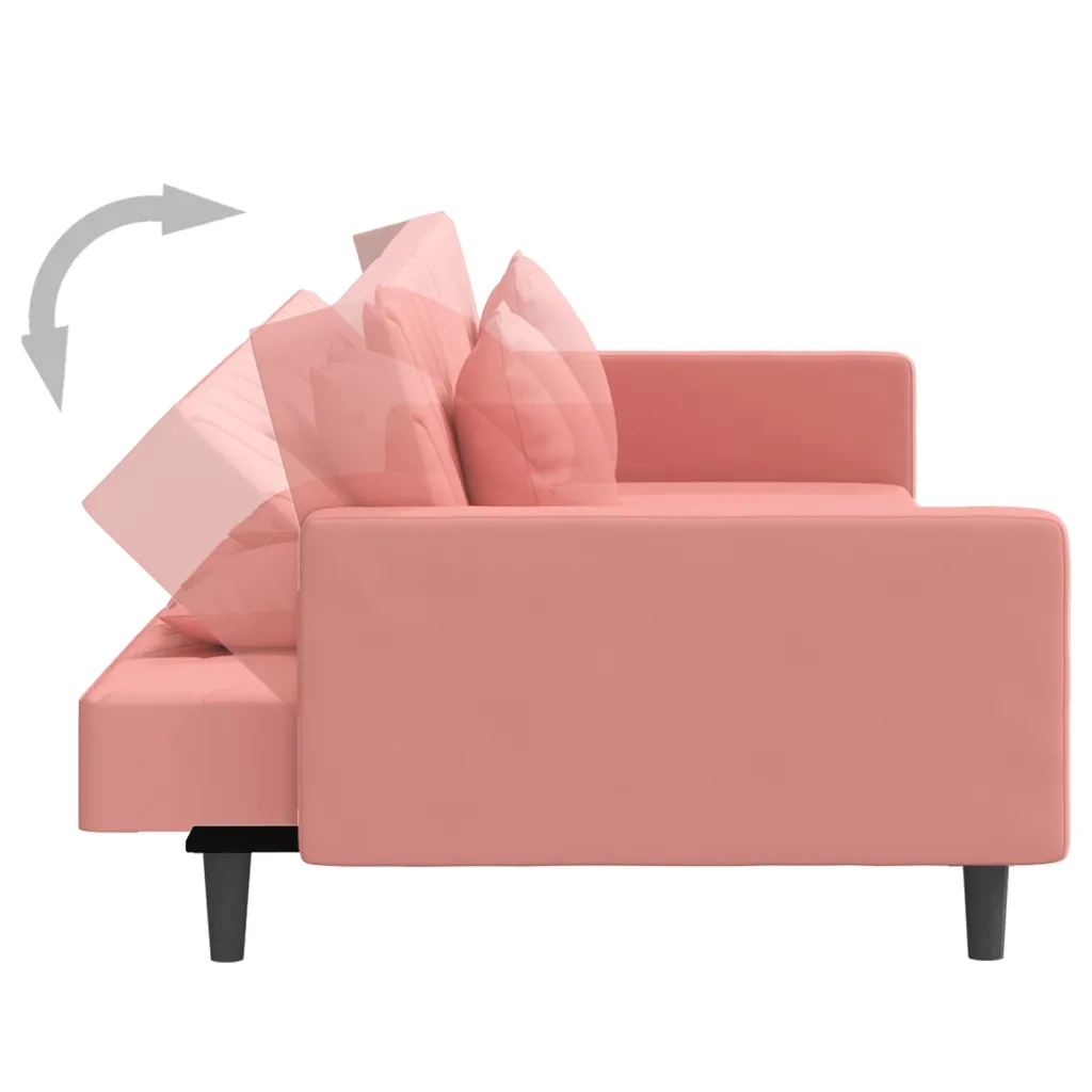 Divano letto | Sof¨¤ letto | Letto singolo a 2 Posti con 2 Cuscini Rosa in Velluto