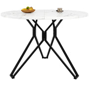 Tavolo da pranzo rotondo 100x100x76 cm in MDF effetto marmo e metallo, 4 posti
