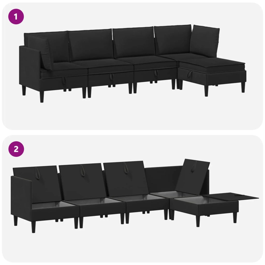 Set di mobili per il soggiorno 5 pcs Nero Tessuto 3413811