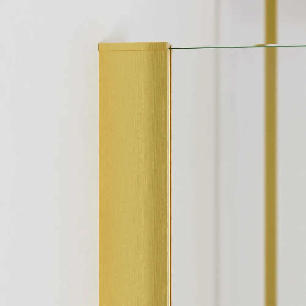 Doccia walk-in 120cm + anta girevole 30cm vetro 8mm trasparente anticalcare profili oro spazzolato h200 | Keros