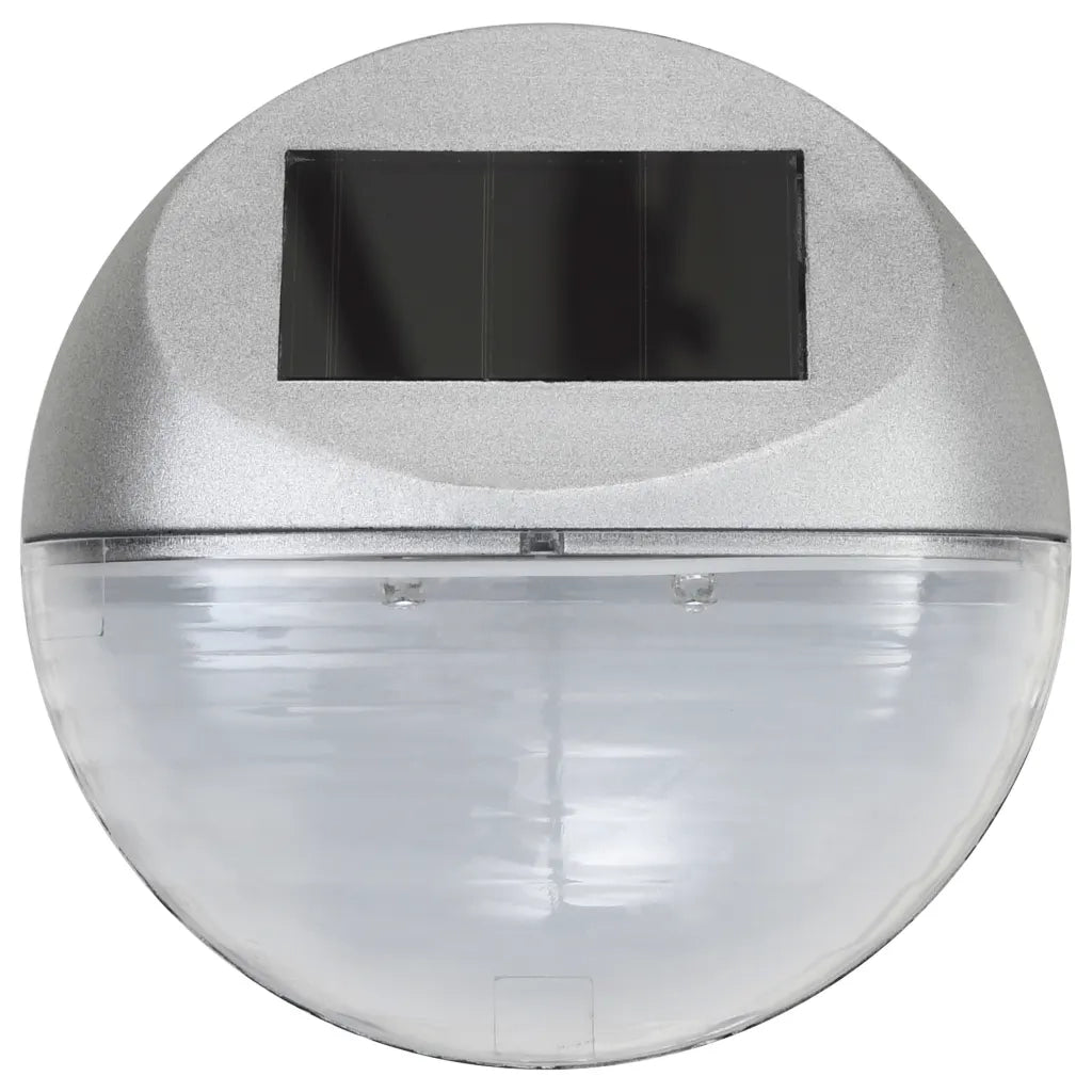 Set di 24 lampade solari da parete rotonde 11 x 5 cm illuminazione automatica esterna in PP argentato 02_0046381