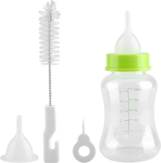 Kit di cura per cuccioli - Nutrizione per cani gatti e gattini - Biberon trasparente in silicone - 150ml.