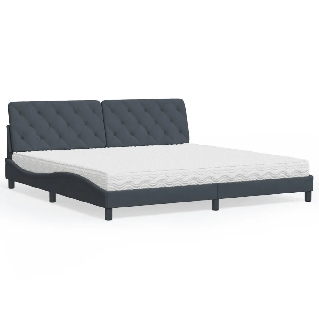 Letto con Materasso Grigio Scuro 200x200 cm Velluto