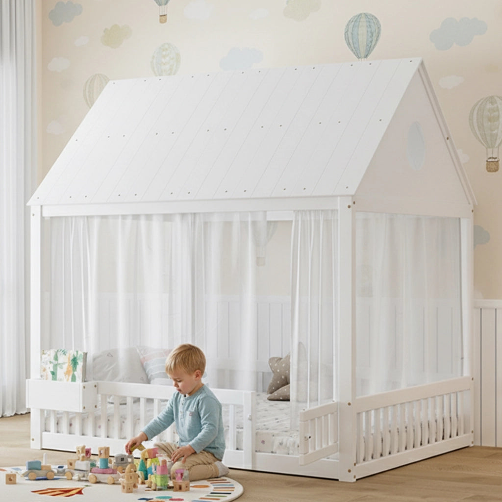 Letto singolo 140 × 200 cm con vano portaoggetti rete a doghe struttura in legno MDF bianco