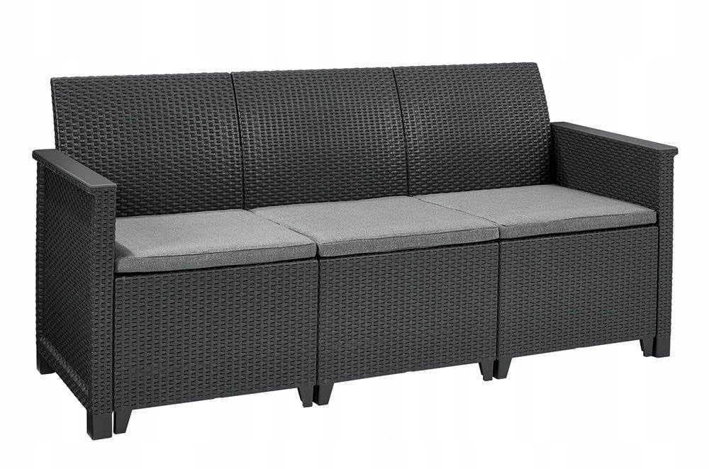 Salottino 4 Pezzi Emma Lounge Flat Wicker Graphite 5 Posti Keter