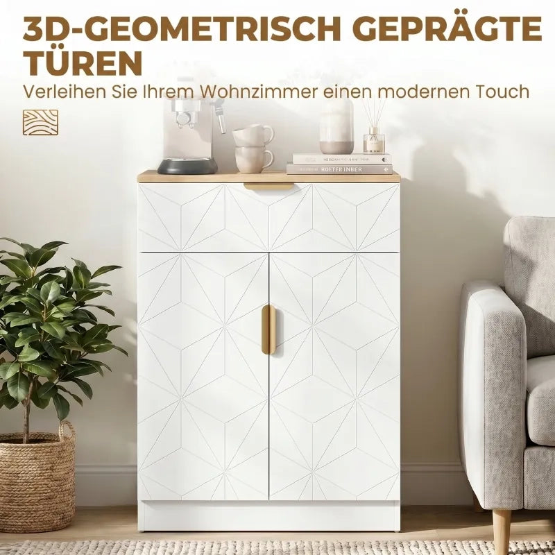 Sideboard moderno bianco con cassetto e ripiano regolabile
