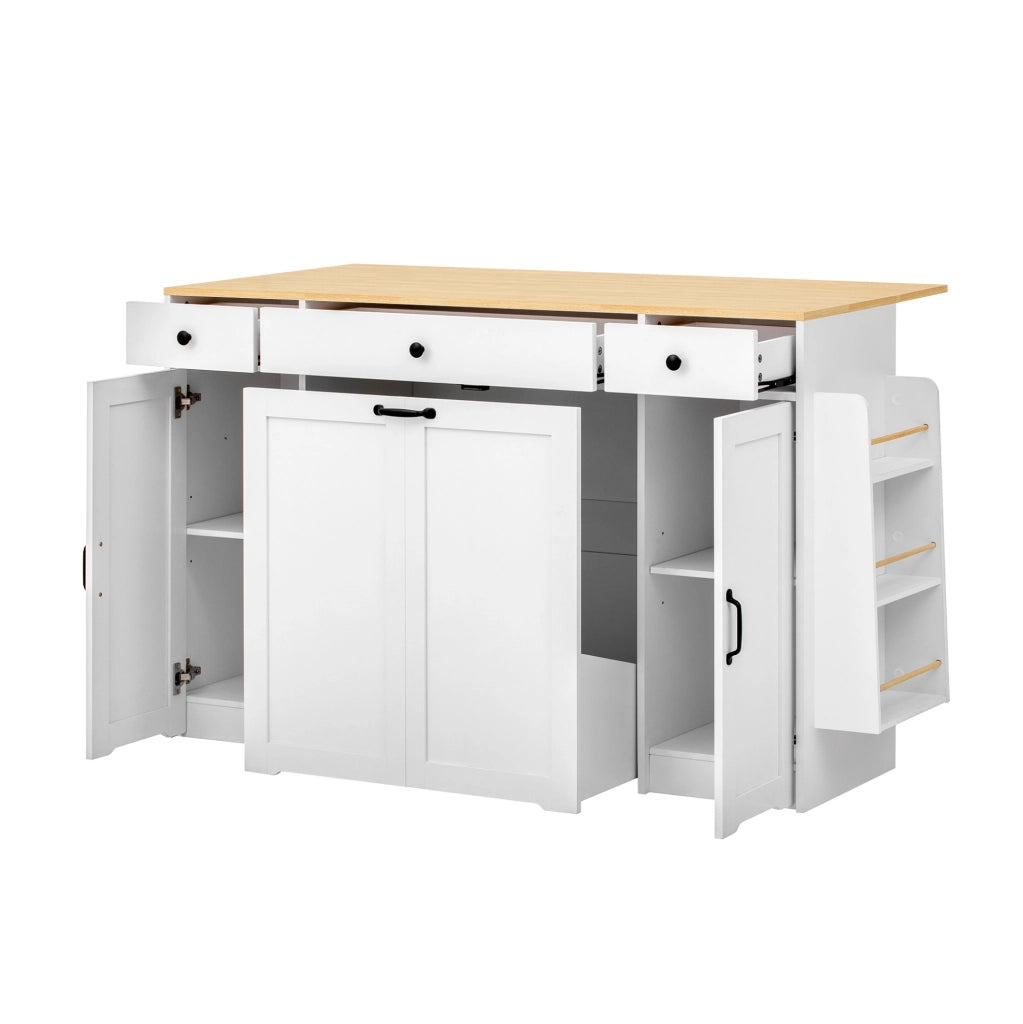 SIDEBOARD 3 Cassetti 2 Ante 136x65x90 cm MDF Bianco e Naturale