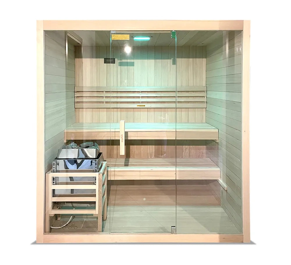 Sauna finlandese da interno 3-4 persone 180x130cm h200 in legno di abete | Nirva