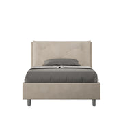 BS COM Letto una piazza e mezza con rete imbottito 110x200 microfibra sabbia