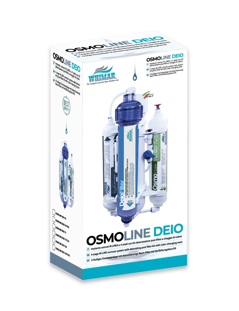 Whimar OsmoLine Deio 75GPD 275 L/g - Impianto in linea con membrana Vontron, flush-valve e post-filtro deionizzante