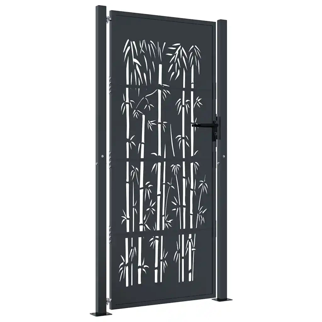 Cancello da giardino antracite 100x175 cm in acciaio e bamb¨´ CFW4017877