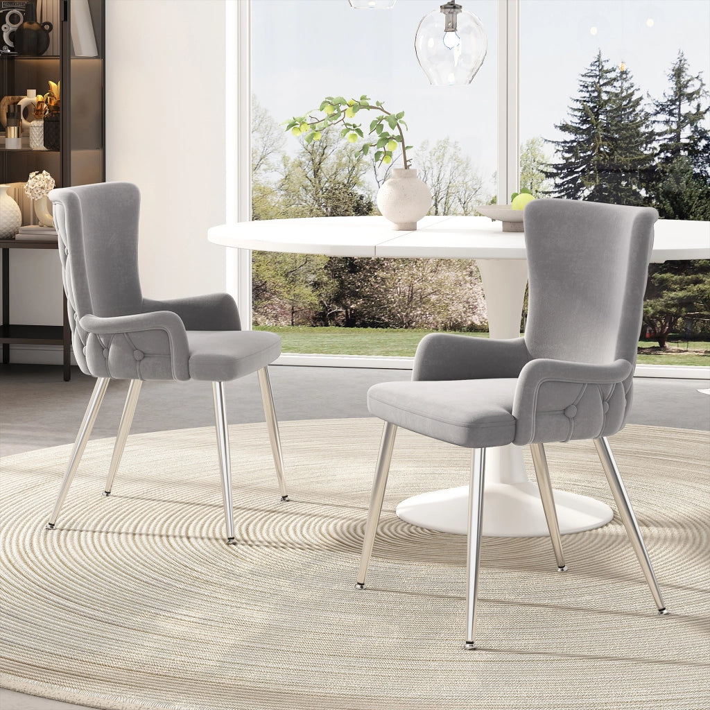 SEDIA da pranzo in velluto grigio e argento Set da 4 pezzi