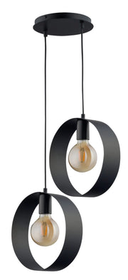 Lampada a sospensione moderna nera Happy 2xE27 Sigma
