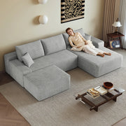 DIVANO in tessuto a coste grigio 270x175x83 cm