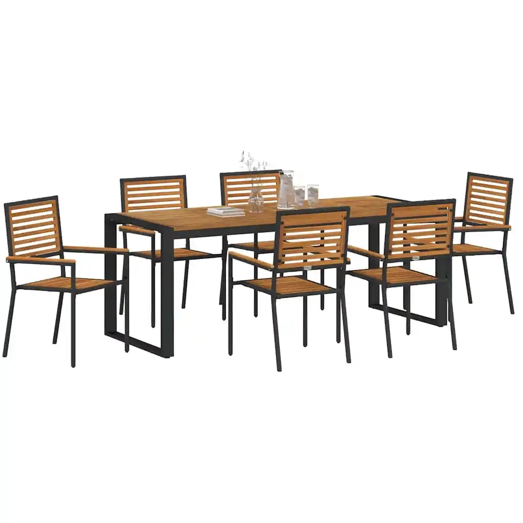 Set da Pranzo per Giardino 7 pcs Nero e Marrone polyrattan 3365484