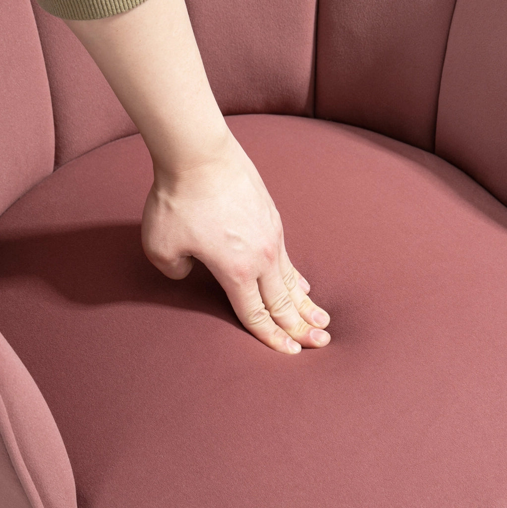 Sedia da pranzo con schienale rosa in poliestere e gambe in legno di gomma 66x72x79 cm