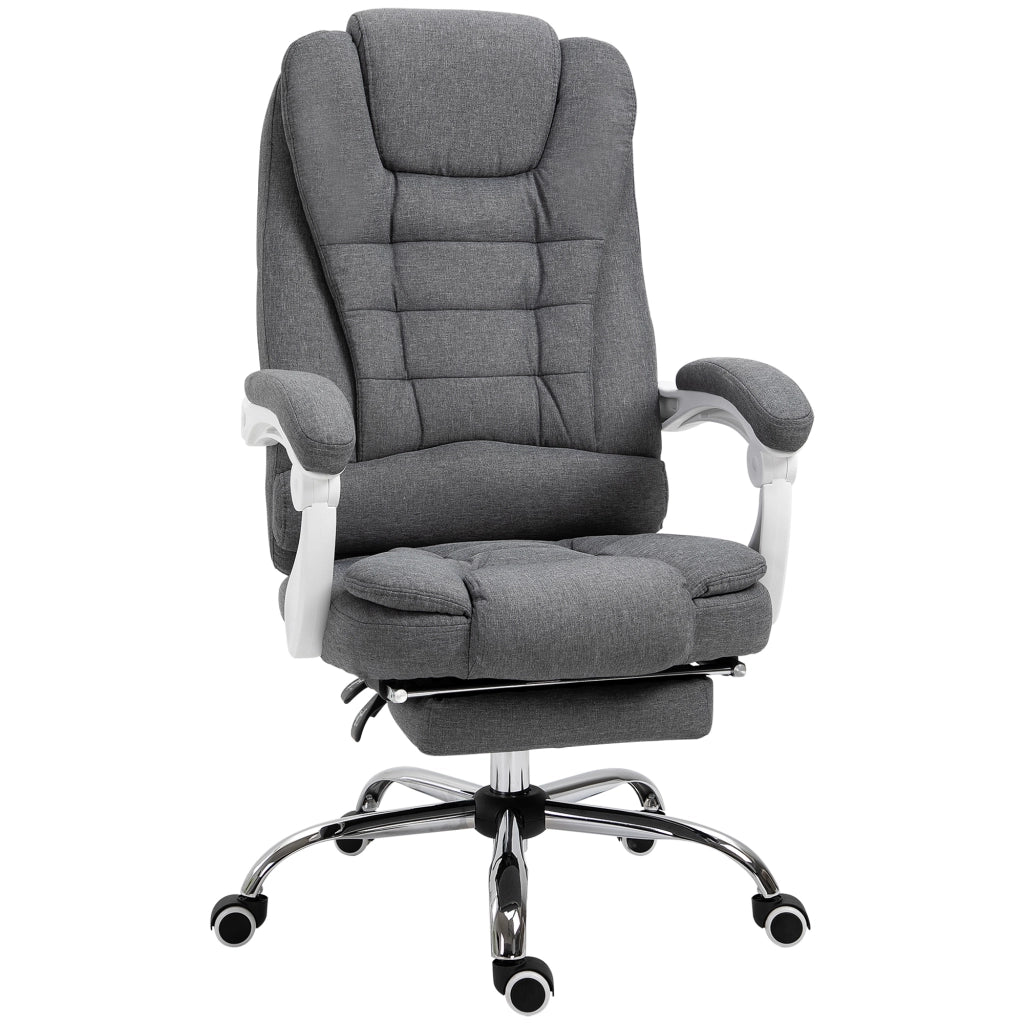 Sedia da ufficio reclinabile con schienale alto e poggiapiedi retrattile in tessuto ¨C Zephmum ¨C Grigio