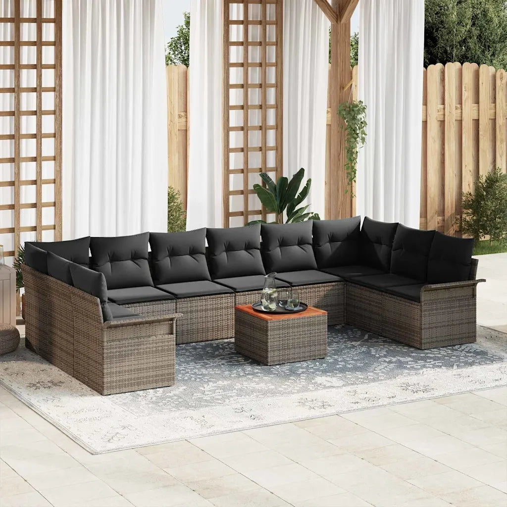 Set Divano da Giardino 11 pcs Grigio polyrattan 3356046