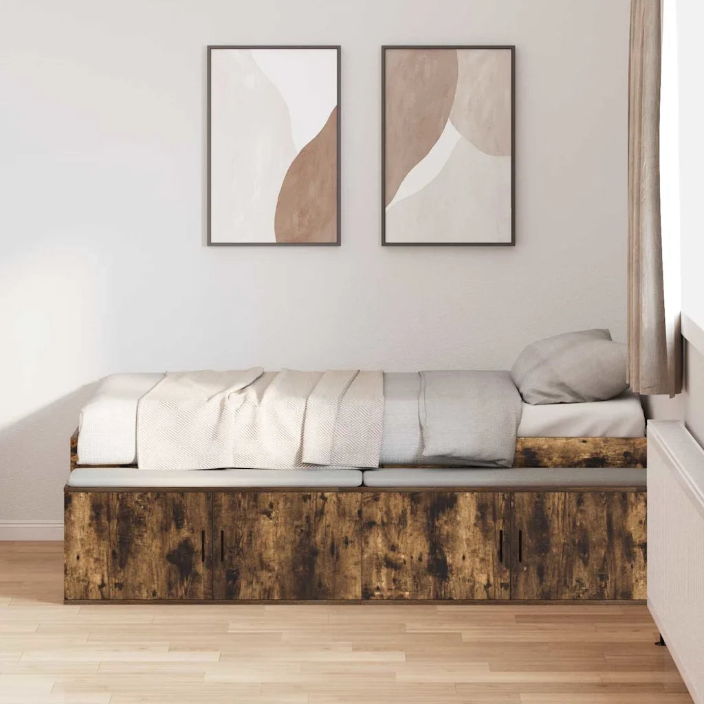 Letto singolo | Letto per adulti | Struttura del letto Rovere fum¨¦ 70 x 190 cm Legno multistrato