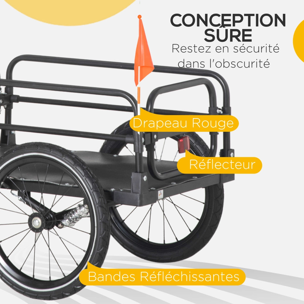 Rimorchio Bici Pieghevole ¨C Xylo ¨C Acciaio 16' Carico Max 40kg con Barra Traino