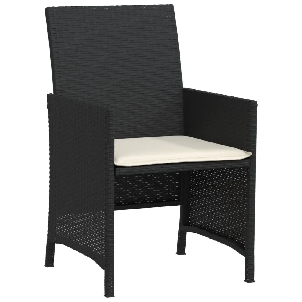 Set da Bistr¨° 3 pz | Set Salotto da Giardino con Cuscini Nero in Polyrattan