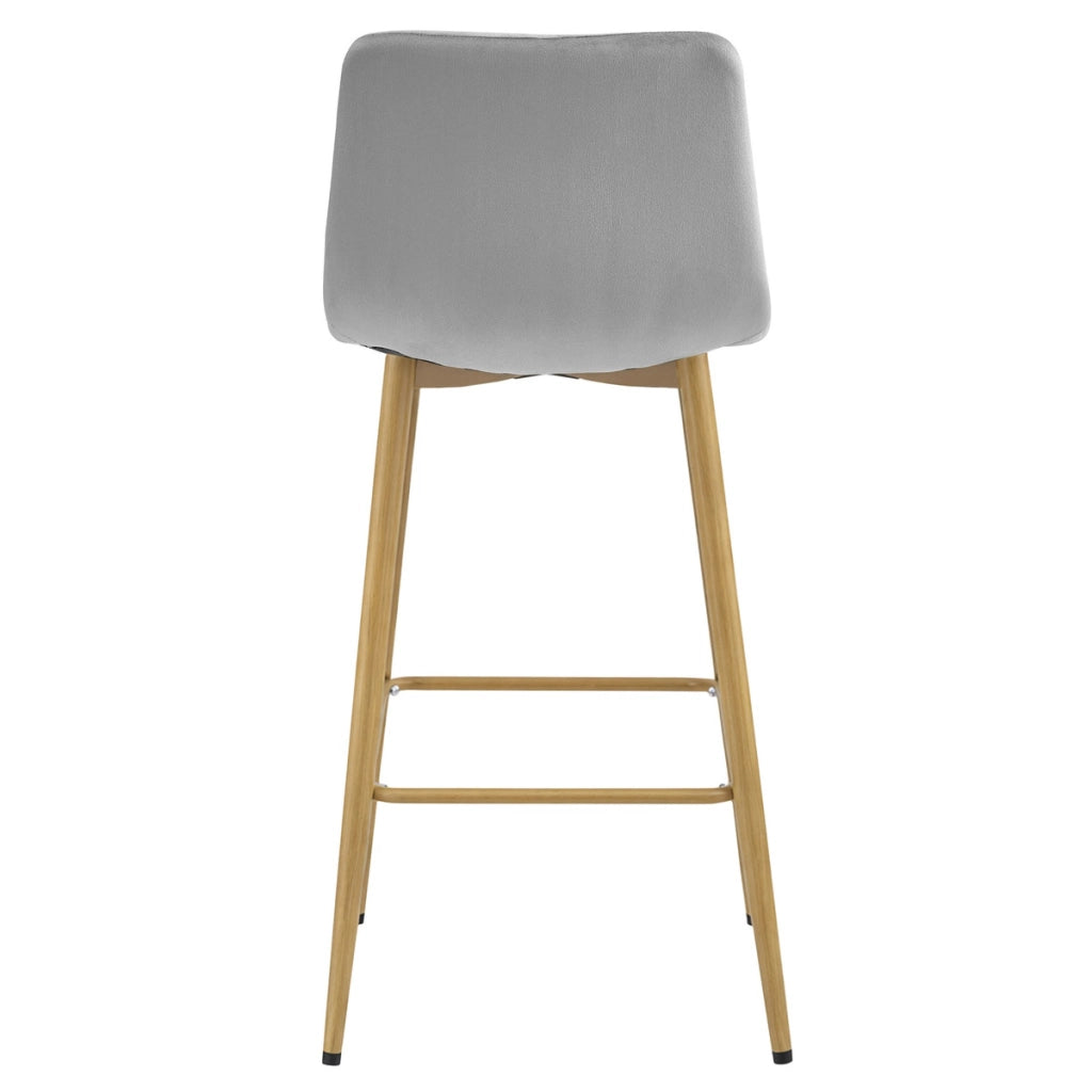 Sgabello Arceto in velluto grigio chiaro e gambe rovere