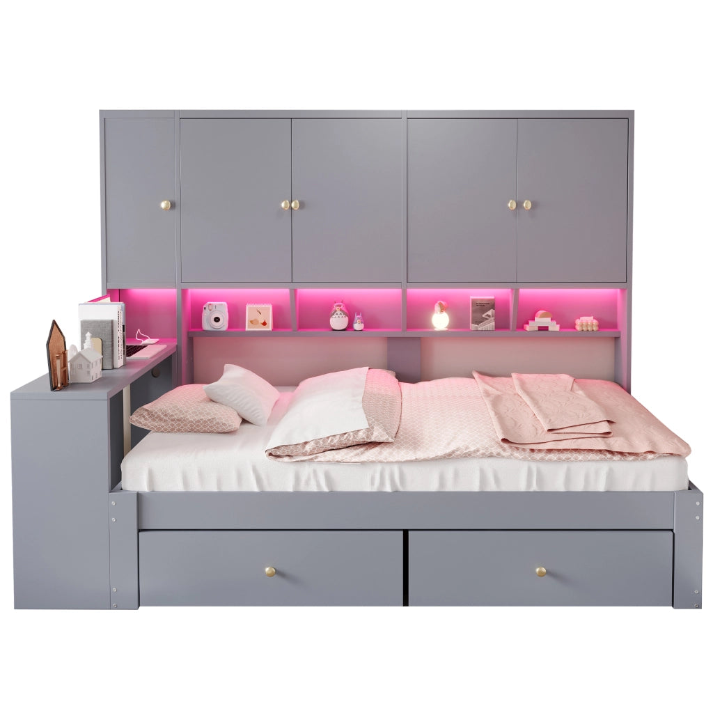 letto multifunzione mdf grigio 95 x 235 cm