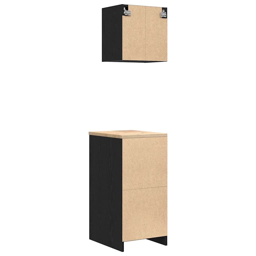 Set di 2 armadietti per garage 40 x 51 x 85 cm e 40 x 30 x 41 cm pratica superficie di lavoro stile moderno in legno multistrato nero 02_0055806