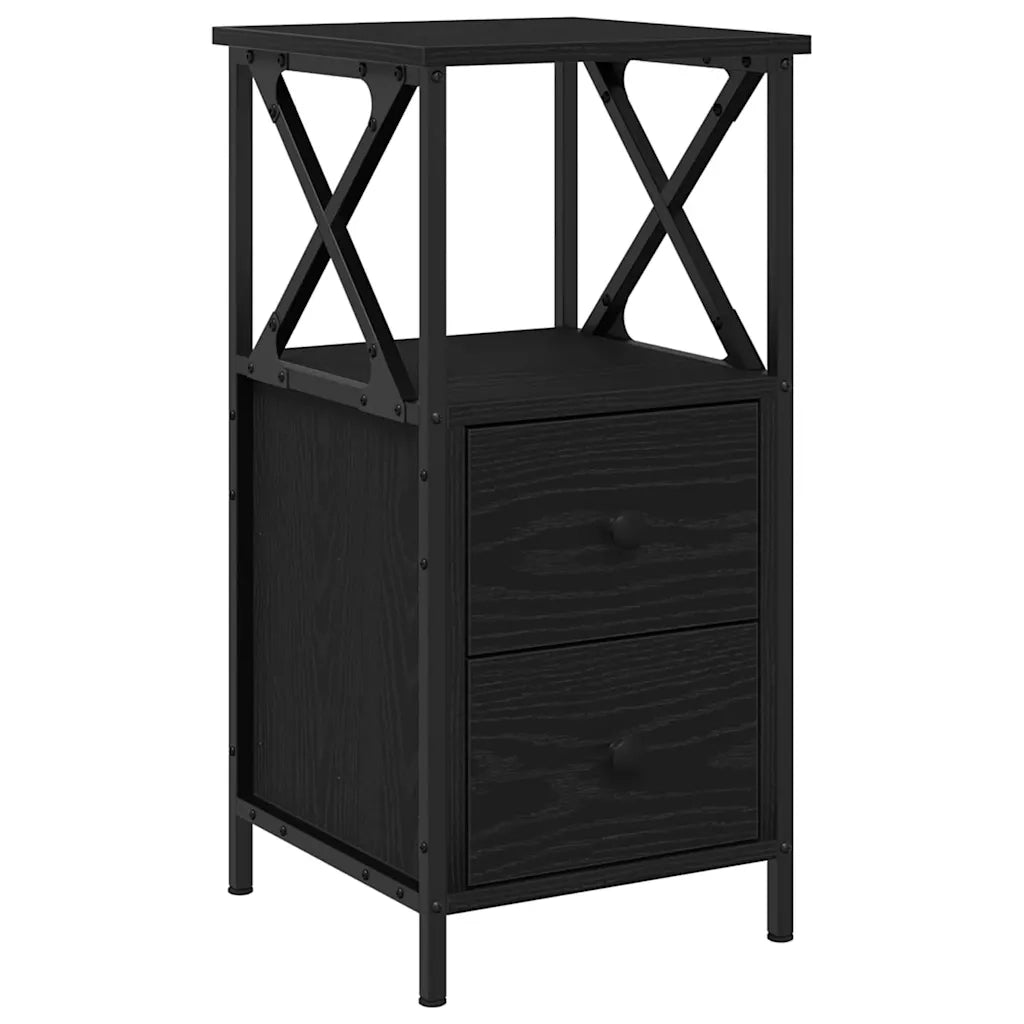 Comodino | Armadio da Notte | Mobiletto da notte con cassetto Rovere Nero 34 x 35,5 x 70 cm