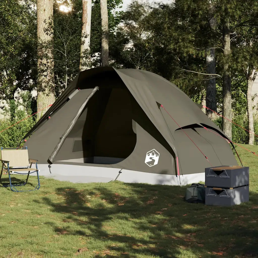 Tenda da Campeggio a Cupola per 6 Persone-Tenda per Escursionismo Marrone Impermeabile 402366