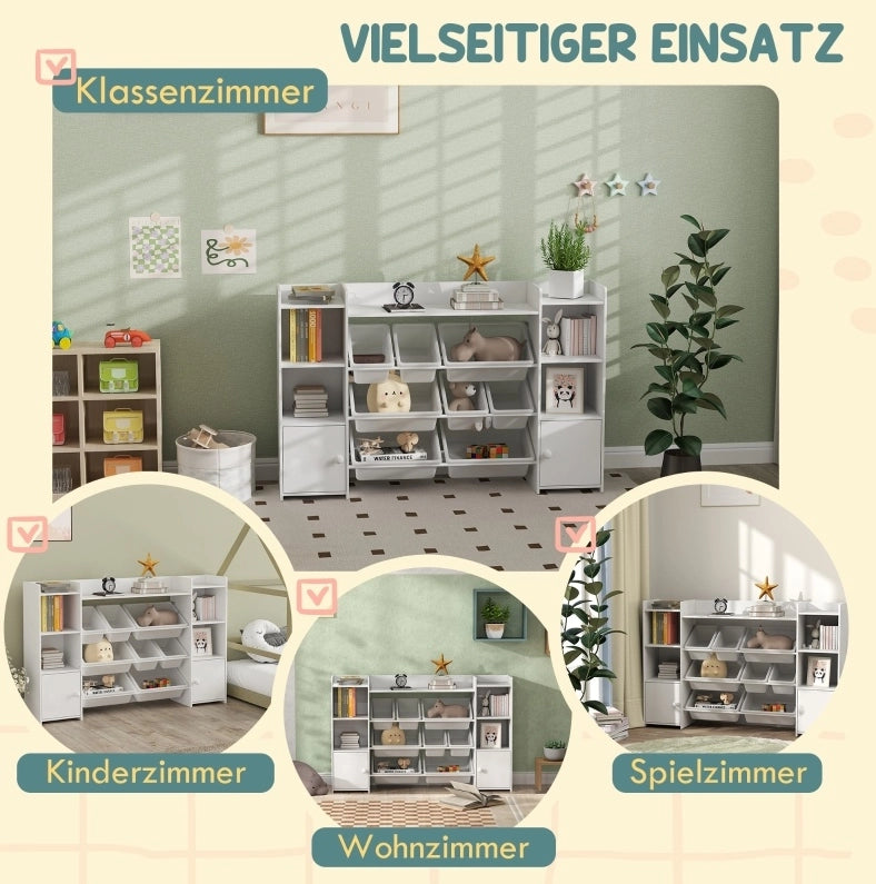 Libreria Montessori per bambini con 8 box removibili bianca