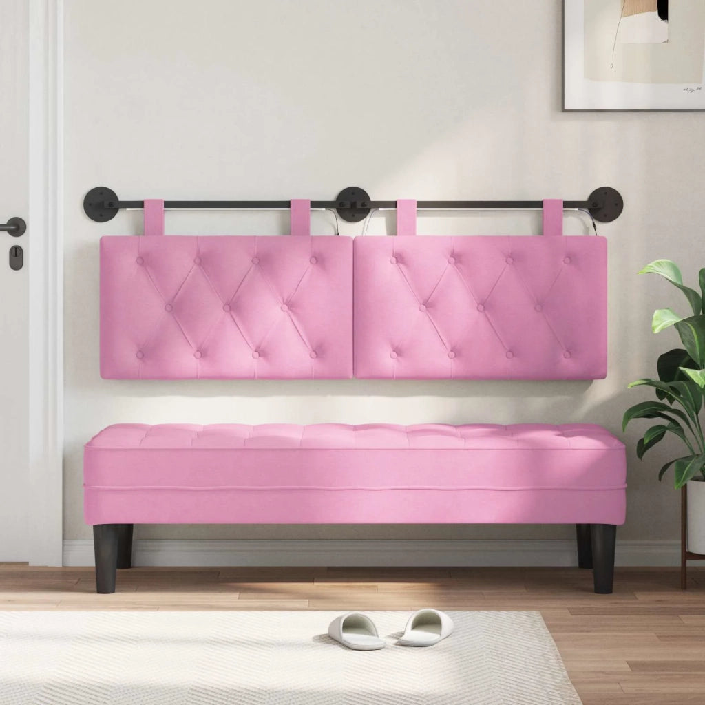 Testiera | Testata sospesa Con luce LED Rosa Tessuto
