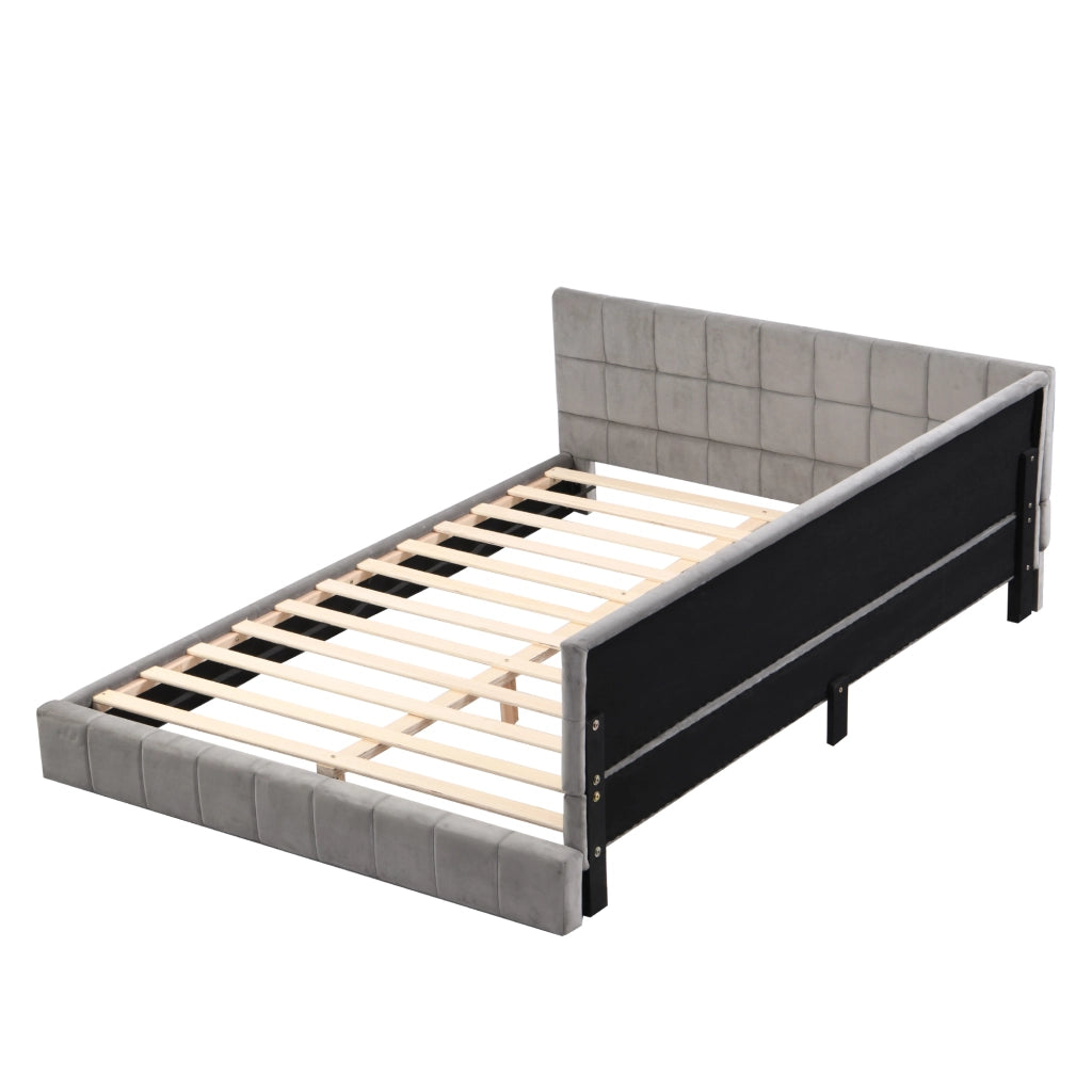 Letto divano 140 × 200 cm 2 posti con schienale reversibile; senza materasso; imbottito in velluto grigio